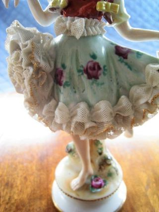 Germany Dresden Volkstedt ? Antique Lace Porcelain Lady Girl Figurine Bare Foot 7