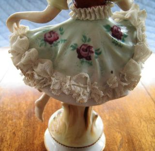 Germany Dresden Volkstedt ? Antique Lace Porcelain Lady Girl Figurine Bare Foot 8