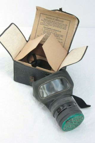 Vintage 1939 Civilian World War 2 Ww2 Blitz Gas Mask Respirator Box