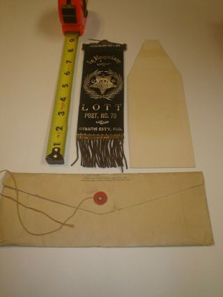 1893 GAR Ribbon Lott Post No.  70 Gibson City IL w/ envelope MOC 2