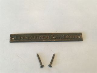 Library Bureau Sole Makers File Cabinet Metal Name Plate W/ Nails Old