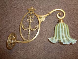 Antique/Art Nouveau Brass Wall Light Sconce (Vaseline Glass Shade NOT) 2