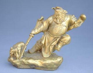 Chinese Old Copper Myth Immortal Zhong Kui God Catch Demon Devil Statue B01