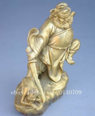 Chinese old Copper Myth Immortal Zhong Kui God Catch Demon Devil Statue b01 2