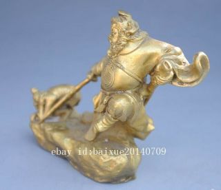Chinese old Copper Myth Immortal Zhong Kui God Catch Demon Devil Statue b01 3
