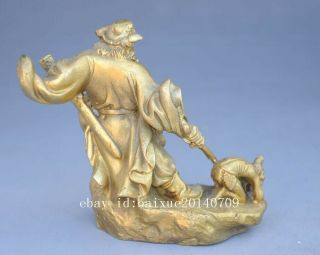 Chinese old Copper Myth Immortal Zhong Kui God Catch Demon Devil Statue b01 4