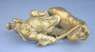 Chinese old Copper Myth Immortal Zhong Kui God Catch Demon Devil Statue b01 5