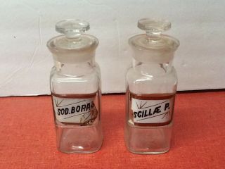 Two Antique W.  T.  Co.  Label Under Glass Apothecary (pharmacy) Bottles