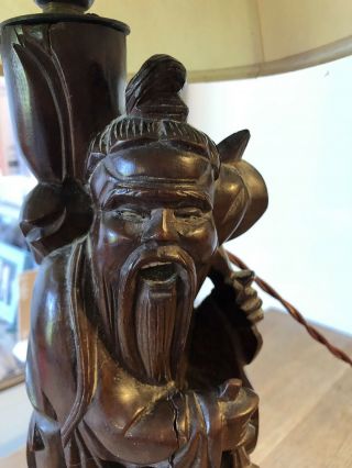 Hand Carved Wooden Antique Lamp