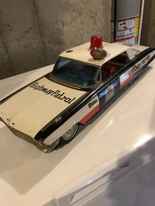 Antique Tin Car Ichiko Highway Patrol Cadillac Police Made In Japan