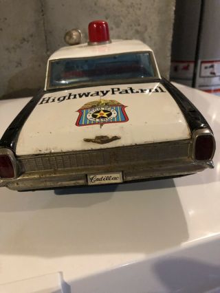 Antique Tin Car Ichiko Highway Patrol Cadillac Police Made In Japan 2