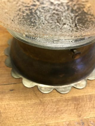 Vintage Mid Century Ceiling Light Semi Flush Kitchen Antique Brass White Glass 4