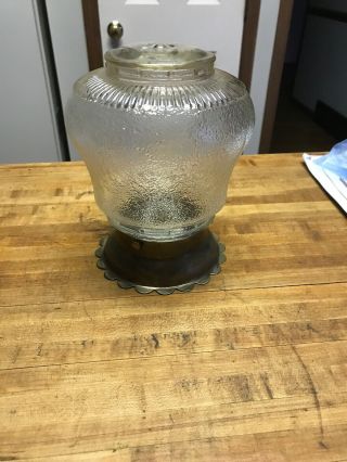 Vintage Mid Century Ceiling Light Semi Flush Kitchen Antique Brass White Glass 7