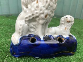 MID 19thC STAFFORDSHIRE POODLE DOG WITH BASKET IN MOUTH & POODLES c1850s 4