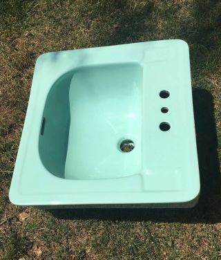 Vtg (1951) Mid Century Ceramic Aqua Green Sink (richmond) Drop In Sink