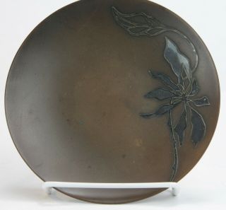 Heintz Sterling - On - Bronze Plate With Stylized Foliate Overlay