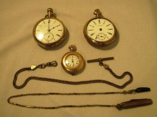 1 Waltham Pocket Watch 1 Elgin Pocket Watch 1 Waltham Ladies Necklace Watch