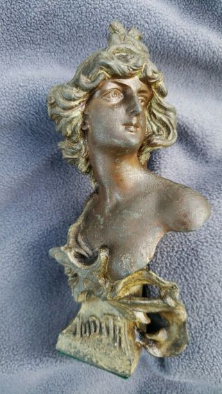 Antique C 1890 Art Nouveau Cast Spelter Bust " Judith " By Sculptor Franz Iffland