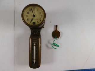 Antique Brass Honeywell Model Type R Thermostat Regulator With Key