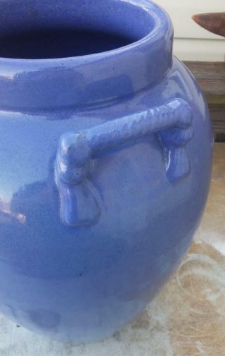 Vintage Mid 20th C Pastel Blue Stoneware Floor Vase - Catawba Valley NC 2