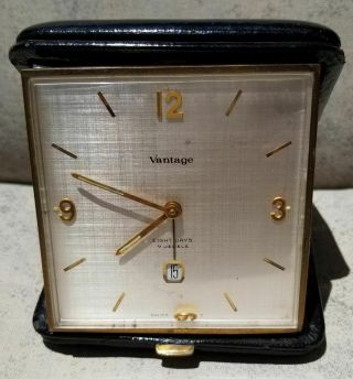 Vantage Brand Folding Travel Alarm Clock 7 Jewels - Swiss Made