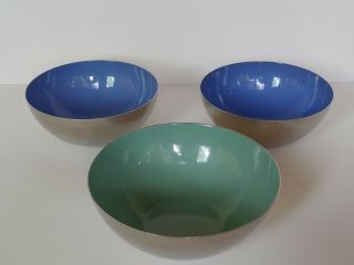 Cathrineholm Enamel & Stainless Bowls Green & Blue Danish Scan Modern Norway