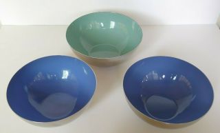 Cathrineholm Enamel & Stainless Bowls Green & Blue Danish Scan Modern Norway 2