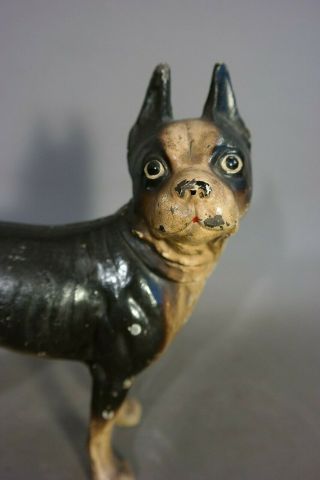 Antique ART DECO Era HUBLEY Old CAST IRON Dog BOSTON TERRIER Statue DOORSTOP 4