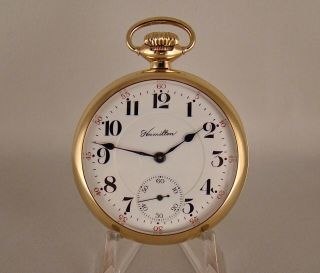 107 Years Old Hamilton 992 21j 14k Gold Filled Open Face Railroad Pocket Watch