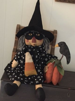 Primitive Folk Art Raggedy Ann Doll Wanda The Witch 3D Pumpkin 2