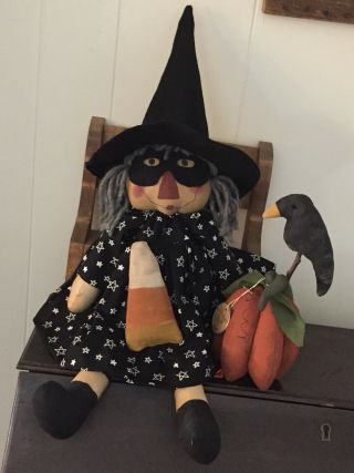 Primitive Folk Art Raggedy Ann Doll Wanda The Witch 3D Pumpkin 3