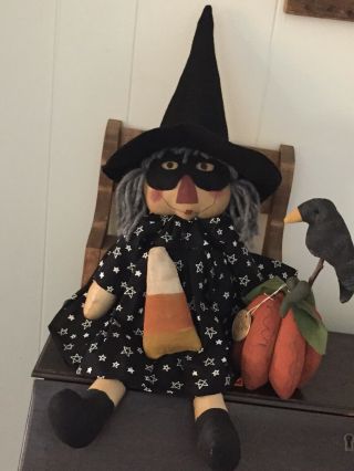 Primitive Folk Art Raggedy Ann Doll Wanda The Witch 3D Pumpkin 4