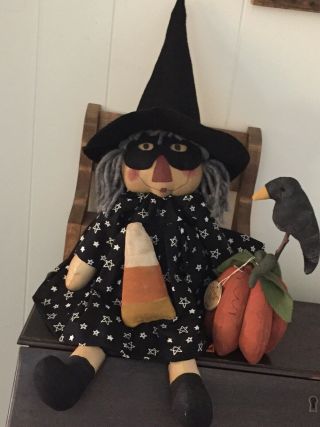 Primitive Folk Art Raggedy Ann Doll Wanda The Witch 3D Pumpkin 5