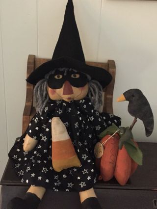 Primitive Folk Art Raggedy Ann Doll Wanda The Witch 3D Pumpkin 6