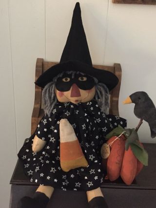 Primitive Folk Art Raggedy Ann Doll Wanda The Witch 3D Pumpkin 7