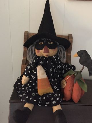 Primitive Folk Art Raggedy Ann Doll Wanda The Witch 3D Pumpkin 8