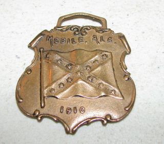 Rare 1910 Confederate Veterans Reunion Medal - Mobile Alabama