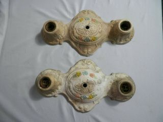 2 Vintage Cast Aluminum Flush Mount Art Deco Ceiling Light Fixtures Two Light