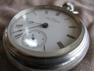 ANTIQUE 1887 WALTHAM 18S 15 JEWELS POCKET WATCH - FROSTED MOVEMENT - RUNNING 2