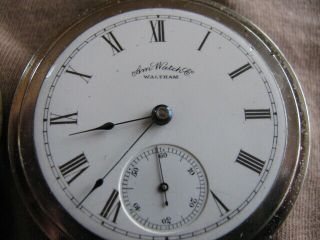 ANTIQUE 1887 WALTHAM 18S 15 JEWELS POCKET WATCH - FROSTED MOVEMENT - RUNNING 4