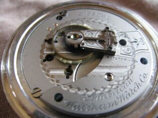 ANTIQUE 1887 WALTHAM 18S 15 JEWELS POCKET WATCH - FROSTED MOVEMENT - RUNNING 7