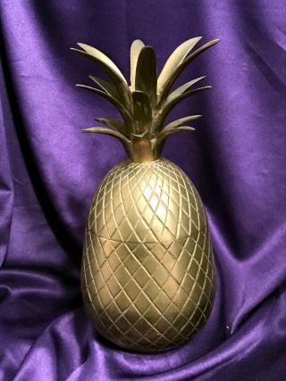 Vintage Mc Regency Brass Pineapple 9½” Tall 2pc Ice Bucket Candlestick Holder