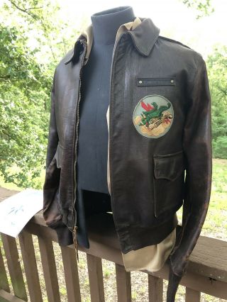 Wwii A2 Flight Jacket Uniform Leather Bomber Named Chinese American