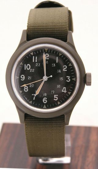 Rare Benrus Belforte Military Watch Vietnam 1969 Plastic Case 7j Mil - W46374