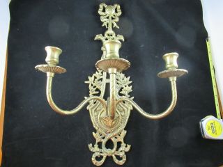 Antique Brass Wall Sconce Candelabras 3 Arms each Outstanding 3