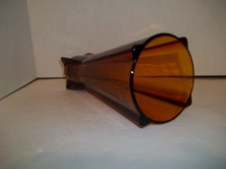 Vintage Atomic Age Rocket Vase Mid Century Art Deco Amber Brown Glass 1950s 9 "