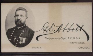 Gar Sons Of Vets Commander In Chief Chicago Illinois Calling Card