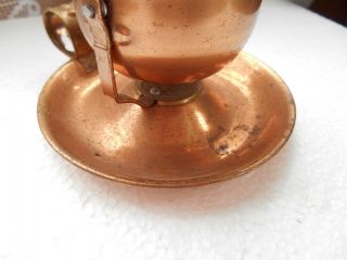 Vintage Retro Small Copper 3 Way Oil Lamp Hong Kong Brand & Frilly Top Chimney 3