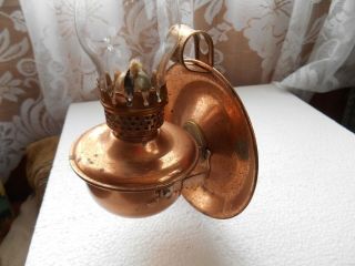 Vintage Retro Small Copper 3 Way Oil Lamp Hong Kong Brand & Frilly Top Chimney 5