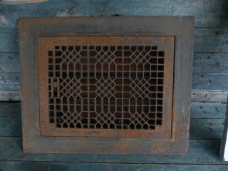 Antique Victorian Cast Iron Floor Grate Register Louvers & Frame Turtle Bailey